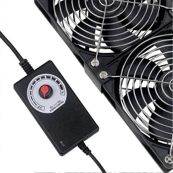 3x120mm Datavifte med AC 100V-240V Hastighetskontroll for Kjøling av Kabinett, Server, Arbeidsstasjon, EU-plugg