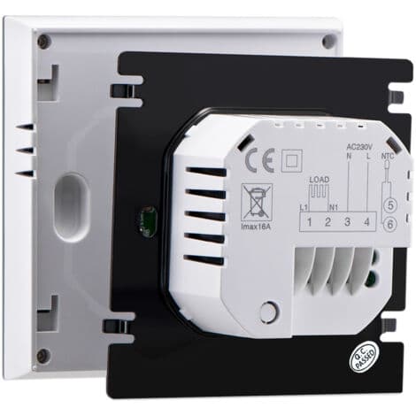 Termostat, 16A 95-240V Veckoprogrammerbar Värmetermostat, Pekskärm LCD-Display, Rumstemperaturregulator