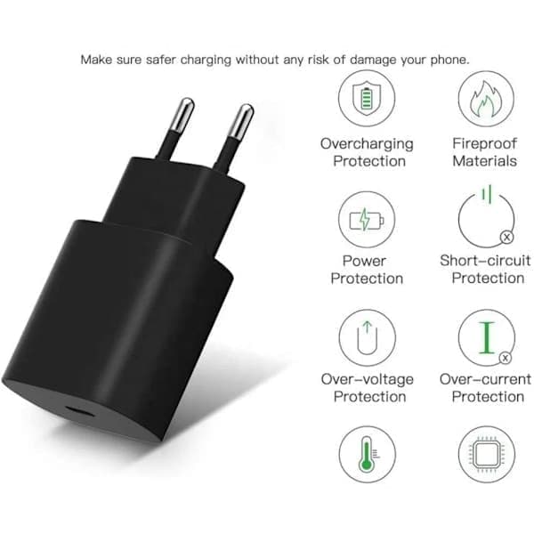 iPhone Hurtiglader 20W USB-C Strømadapter med Kabel, Hvit, 2-Pakning iPhone 2-Pakning iPhone 2-pack iPhone