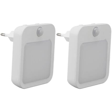 Mini varmhvit LED nattlampe med bevegelsessensor, 2 stk, justerbar lysstyrke, EU-plugg 110-220V
