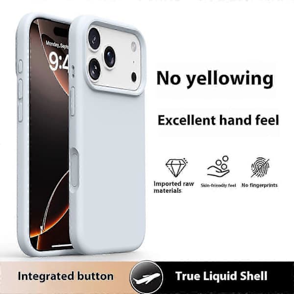 iPhone 17 Pro Max-deksel Mykt mikrofiberfôr, flytende silikon + PC-beskyttelse Antikk hvit Antique White