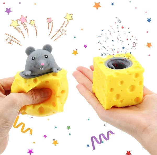 Ost Squishy Mus Stressbold, Blødt Sensorisk Klemmelegetøj med Høj Elasticitet, Strækbart Fidget Legetøj til Stresslindring og Afslapning 1pcs