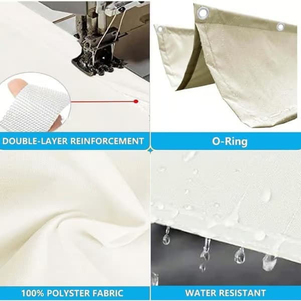 Infällbart vågformat solsegel, rektangulär vattentät skuggduk/nät, UV-solskydd 1x3m, krämvit x 3 m Crème