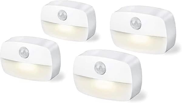 4-pack 3A batteridrivna rörelsesensorlampor för inomhusbruk (batteri ingår ej)