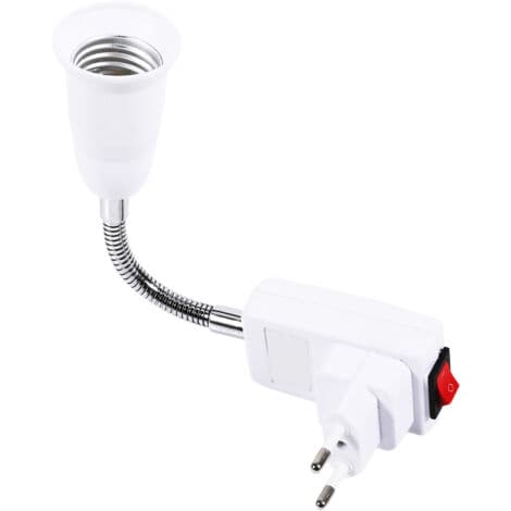 E27 Lampeholder E27 Sokkeladapterplugg med bryter Metall (EU-plugg)