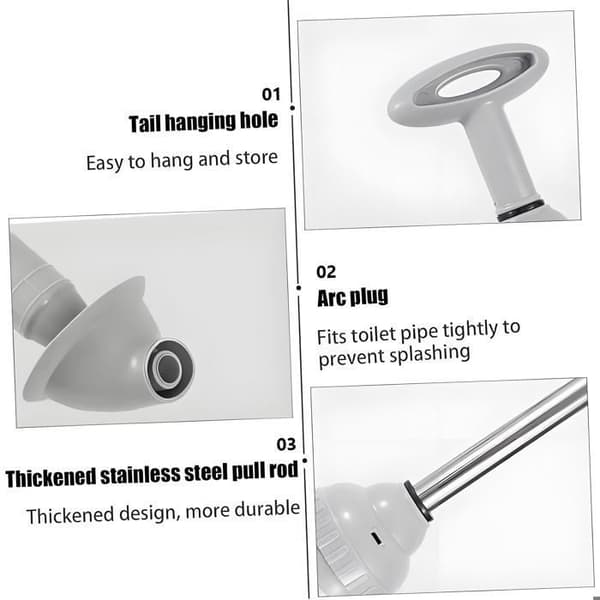 Trykluft-toiletstempel, 1 stk. - PP og rustfrit stål - Sugekop til rensning af vaskafløb - Til blokerede rør