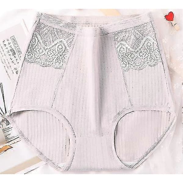 Plus Size Hög Midja Underkläder Kvinnor Bekväm Bomull Mjuk Elastisk Sömlös grå 2XL gray 2XL