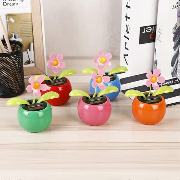 Rolig solcellsdriven prydnad för bil, dansande blomma, gungande leksak för instrumentbrädan - Sy K