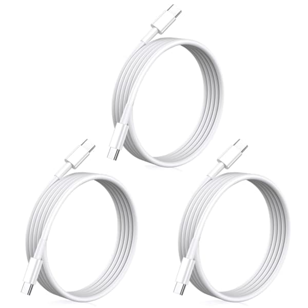 3-pakning 2m USB-C-kabel for lading og dataoverføring iPhone 16, 15 iPad Mac Hvit Hvit 3-PAKNING 2M ladekabel