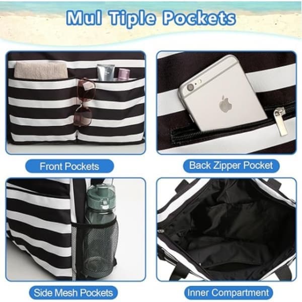 Vedenpitävä ja kokoontaitettava rantakassi
