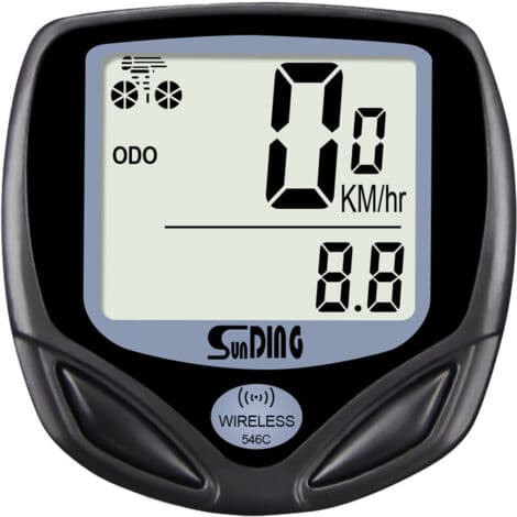 Trådløs cykelcomputer, vandtæt, baggrundsbelyst LCD, kilometertæller og stopur - Versailles Model