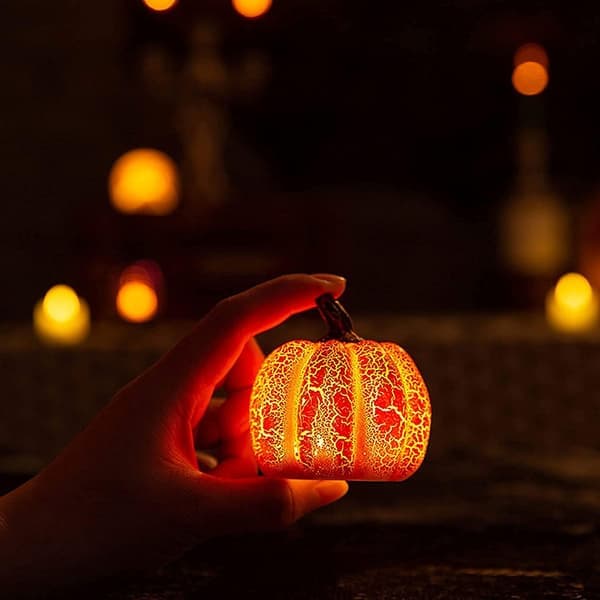 Halloween gresskar med LED-lys, innendørs dekorasjon for Halloween, lysende gresskar