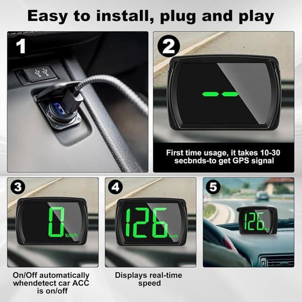 Smart GPS HUD Speedometer, KM/T GPS Digital Speedometer, 360° LED Digital Hastighedsindikator, til Cykler
