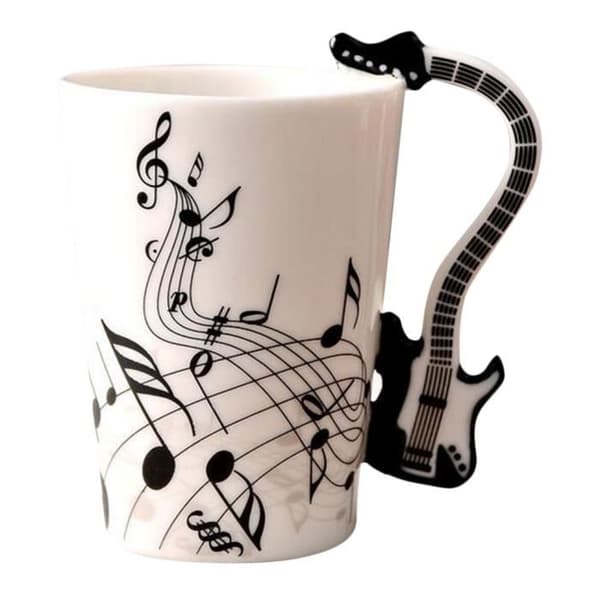 Keramisk kopp, kaffekopp, instrumentmugg, kreativ present, svart gitarrdesign, 1