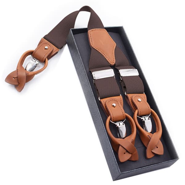 Lollanda Herre Elastiske Seler 3,5 cm – Y-formet med Knap og Klips, Justerbar Retro Stil
