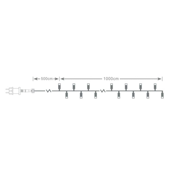 NORDIC HOME LED lyskæde, indendørs/udendørs brug, 10 m