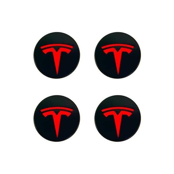 Velegnet til Tesla Tesla Model 3 hjulkapsel logo - sort sort etiket (mat) (fire pakke)