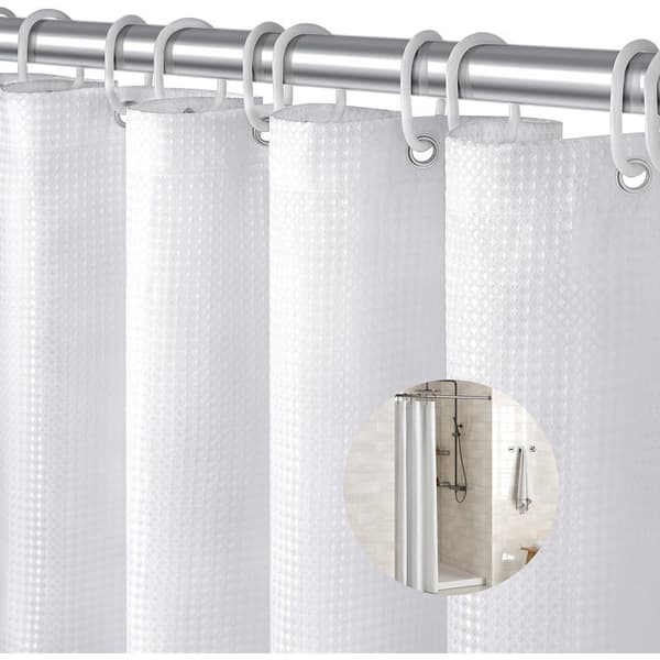 Våffelvävd duschdraperi 180x90cm – Vattentät och mögelresistent – Enkel installation med öljetter – Modern design