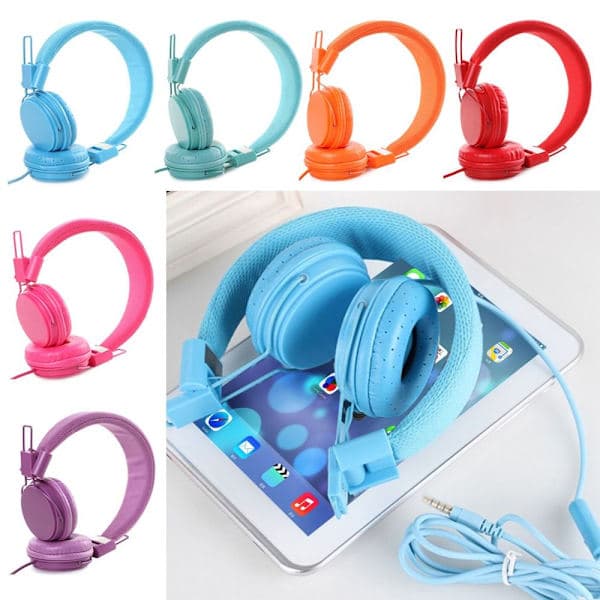 Bærbare kablede hovedtelefoner til børn Stilfulde hovedbøjlehovedtelefoner Black