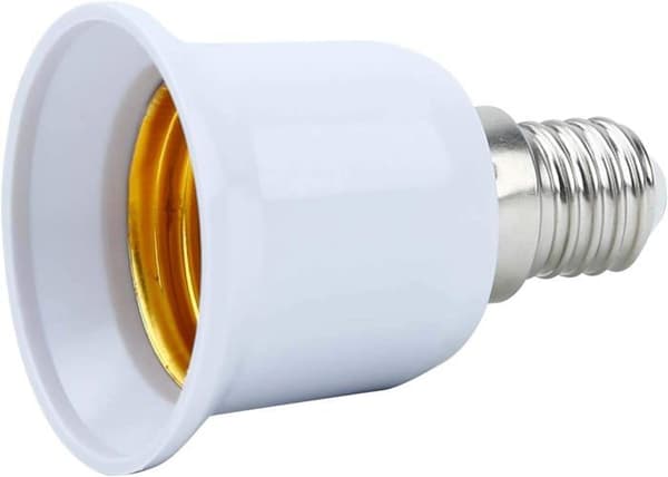 4x E14 til E27 lampefatningsadapter i HVIT - for glødelamper, LED, halogen og energisparepærer