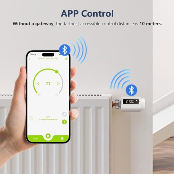 Smart Radiator Termostathoved - Bluetooth-forbindelse (HUB PÅKRÆVET), Smart Termostat til Varmtvandsradiatorer