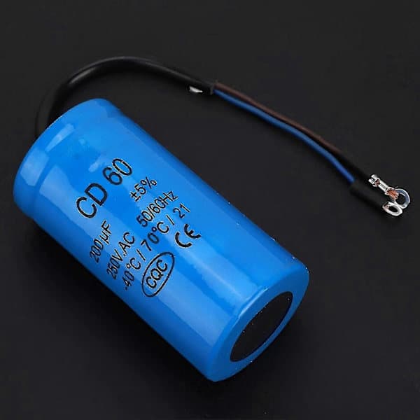 200uF 250V AC CD60 Motorkondensator med ledning til luftkompressor og motor [SFF]