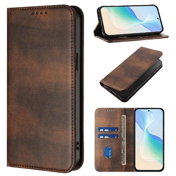 Plånboksfodral för Xiaomi 15T Pro Retro Textur Läder Telefonfodral Brown