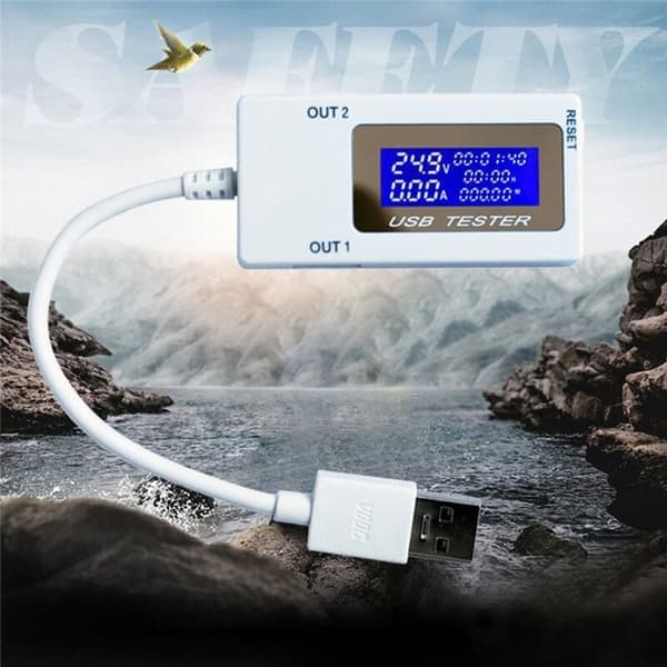 Mini dobbel USB spenningstester USB strømmåler belastningstester overvåker USB-porter digitalt display DC 4-30V 0-5A 0-150W