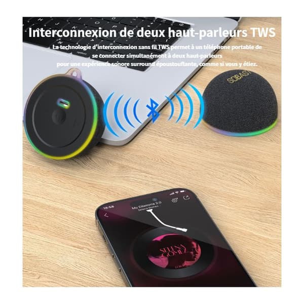 Bärbar Mini Bluetooth-högtalare Aktiv - Kraftfull bas - 8 timmars batteritid - Idealisk för sovrum och cykel - Svart
