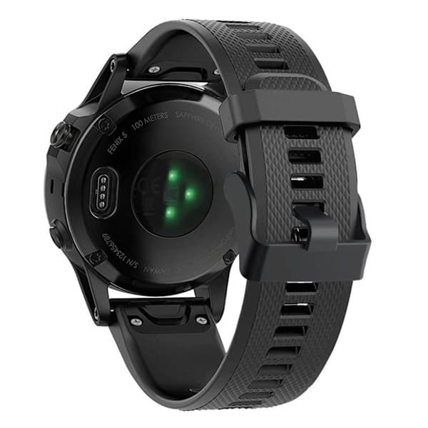 Garmin Fenix 5 fleksibel silikone urrem - Sort Sort