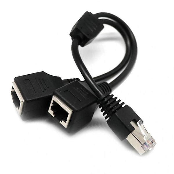 RJ45 Splitter Ethernet Adapterkabel 2-i-1 Han til 2 Hun