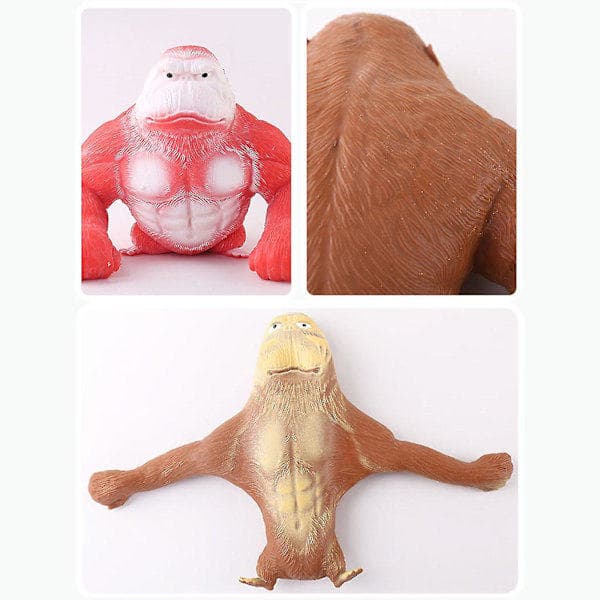 Simulering Gorilla Abe Strækbar Squish Antistress Klemme Elastisk Æblelegetøj Brun 12*12