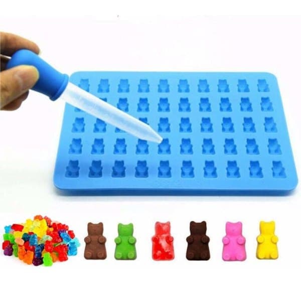 50-hulls Bjørn Silikonform Is/Sjokolade/Geléform med Pipette