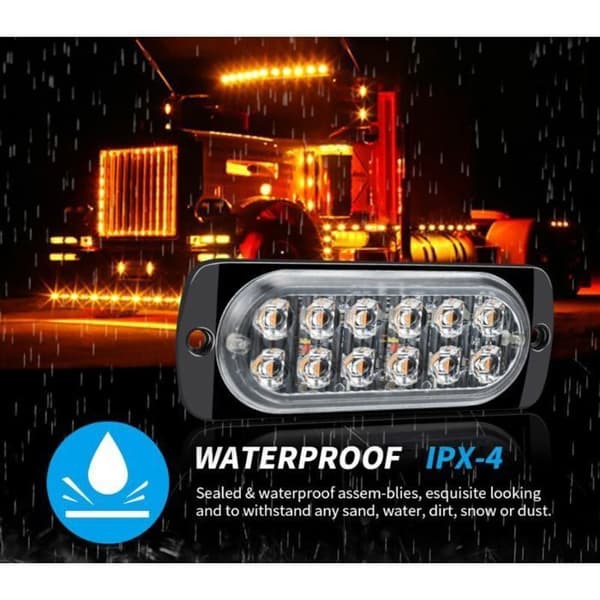 2 stk. 12-24V LED Strobe Bilpærer, Orange Lyse Billys, Trailerlys, Blinkende Strobelys