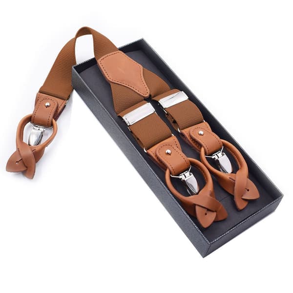 Lollanda Herre Selar Elastiske 3,5 cm – Y-formet med Knapp og Klips, Justerbar Retro Stil