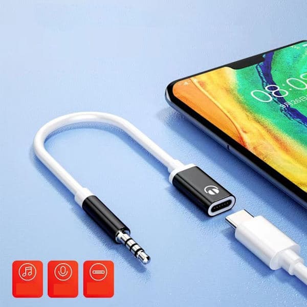 3,5 mm hann til Type C hunn hodetelefonkontaktadapter USB C til Aux lydkabel rød Red