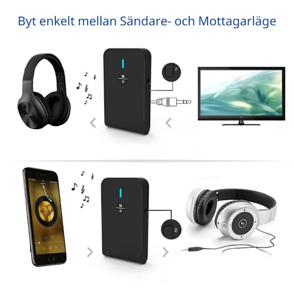 Langaton Bluetooth-lähetin ja -vastaanotin 2-in-1 musta