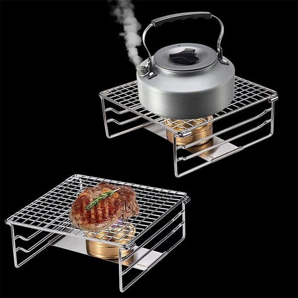 Sammenklappelig grill - Mini udendørs grill i rustfrit stål - Til picnics, vandreture, camping, grillfester