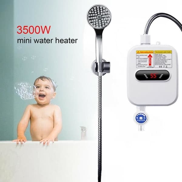 Elektrisk varmvattenberedare - Mini - 3500W - Rostfritt stål - Väggmonterad - Vertikal