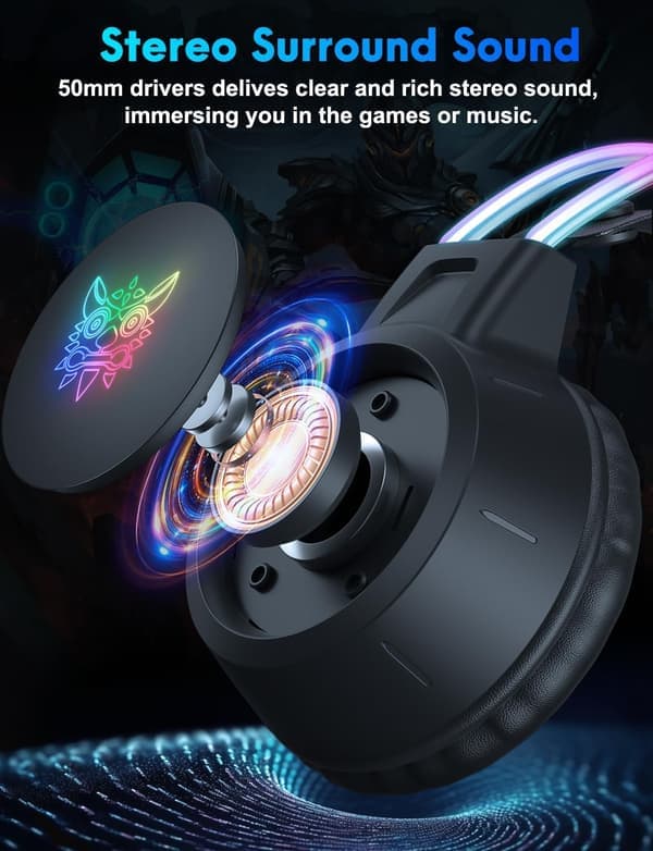 Lett Gaming Headset med Avtakbare Katteører, Gradient RGB-lys, Kablede Over-Ear Hodetelefoner for PC/PS4/PS5/XBOX/Switch, Virtu