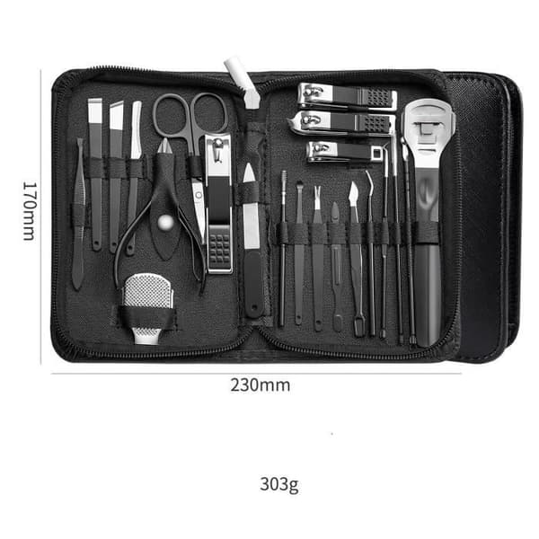 Professionelt Manicure- og Pedicure-sæt - 22 Dele - Rustfrit Stål - Skarpe Værktøjer - Holdbart