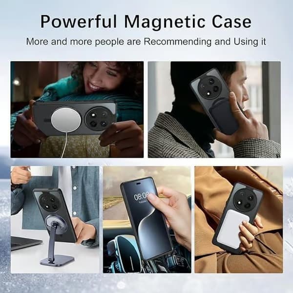 Beskyttende magnetisk etui til Honor Magic 7 Lite/X9C/X60 Pro (6,78 tommer), MagSafe-kompatibelt Honor Magic 7 Noir