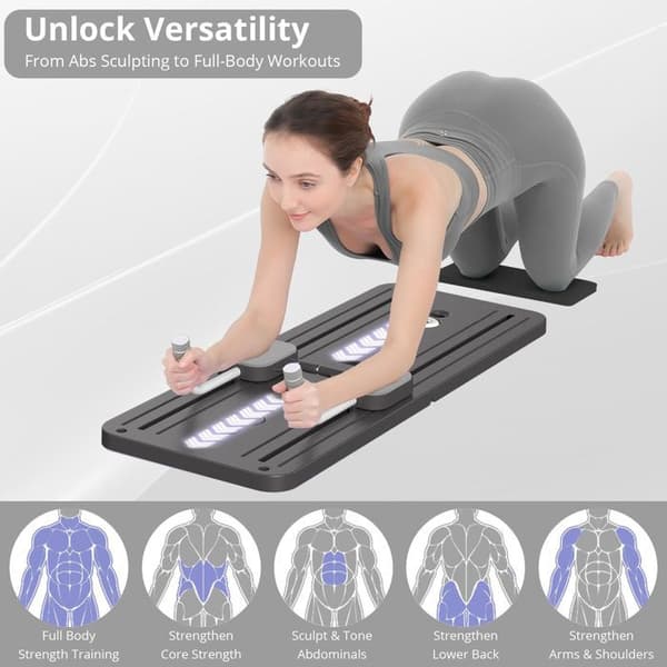Pilatesbräda - Pilates-set, Multifunktionell hopfällbar Pilatesbräda, 5-i-1 Pilatesbräda (Svart)