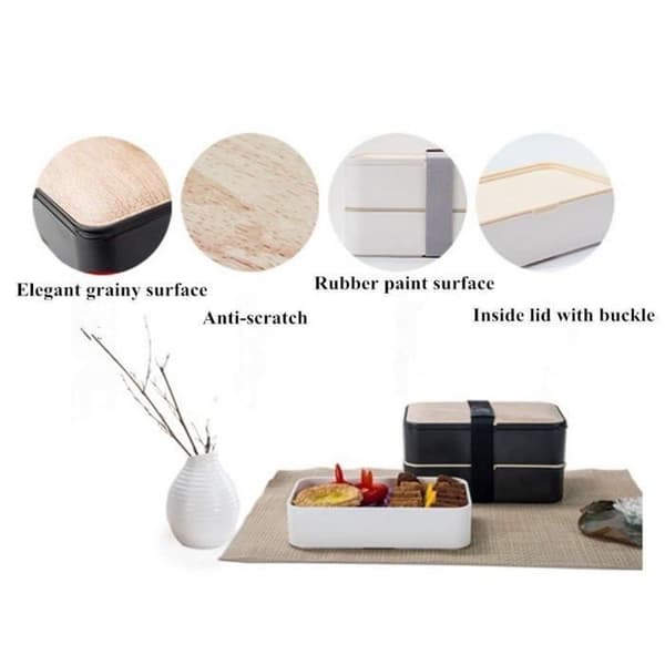 Bento Box - Madkasse - Sort - Lufttæt - Mikrobølgesikker - Moderne Design