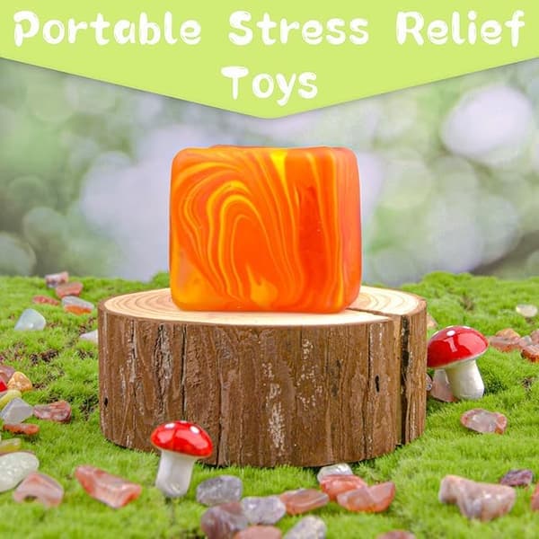 Squishy Sensor Fit Legetøj trykkube, gel-fyldt elastisk trykkugle, langsom rebound blød ekstruderingskugle ORANGE Flowmønsterblok 5.5cm ORANGE Flow pattern block 5.5cm