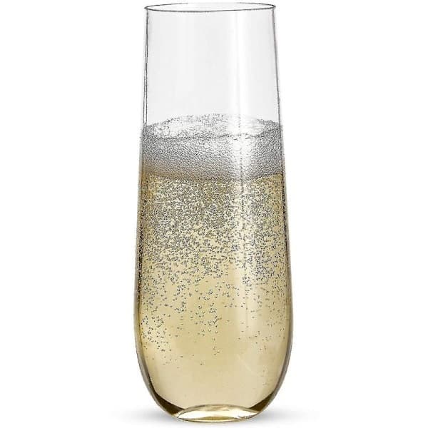 24 stilkløse PET champagneglas - genanvendelige