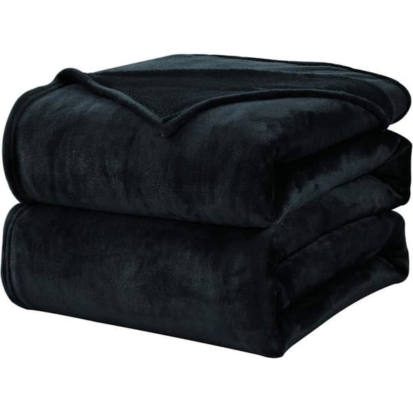 Mikrofiber Flonel Fleece Tæppe, 150x200cm Sort Sofatæppe, 2-Personers Sengetæppe