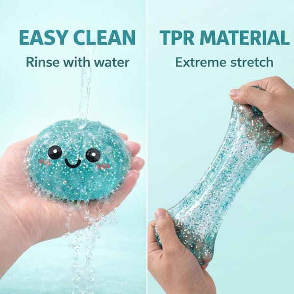 Glitter Dumpling Squishies Mystery Box, Blød Dumpling Stressaflastende Sanselegetøj til Voksne (Lyseblå) lyseblå light blue