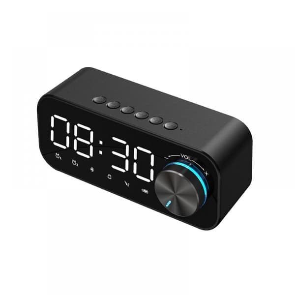Vækkeur med Bluetooth-højtaler til iPhone og Android, natlys og LED-display (sort)