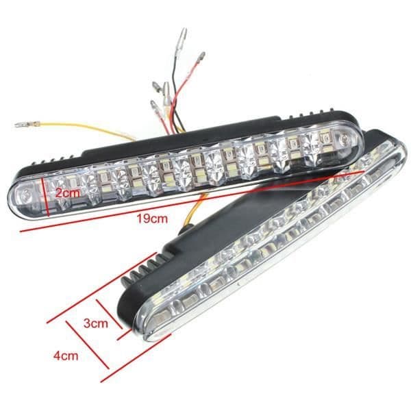 2x 12W 30 LED Blinkende Kørelys til Biler - Hvid/Gul
